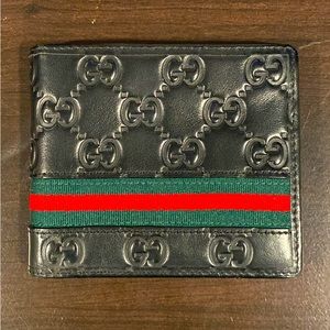 Gucci Bifold Wallet Signature Web Black in Leather